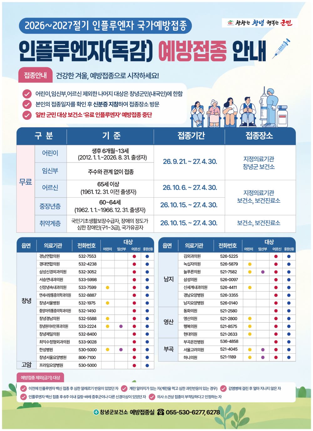 창녕군, 2026-2027절기 인플루엔자 예방접종 시행